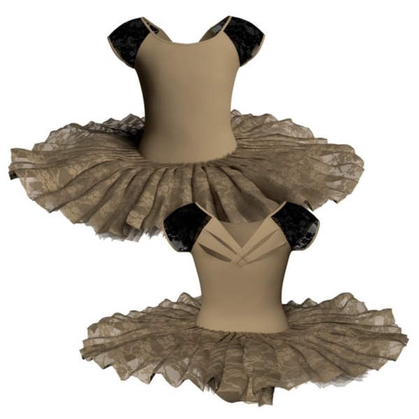 tutu ballerina professionale maniche aletta con inserto in rete o pizzo tut p212