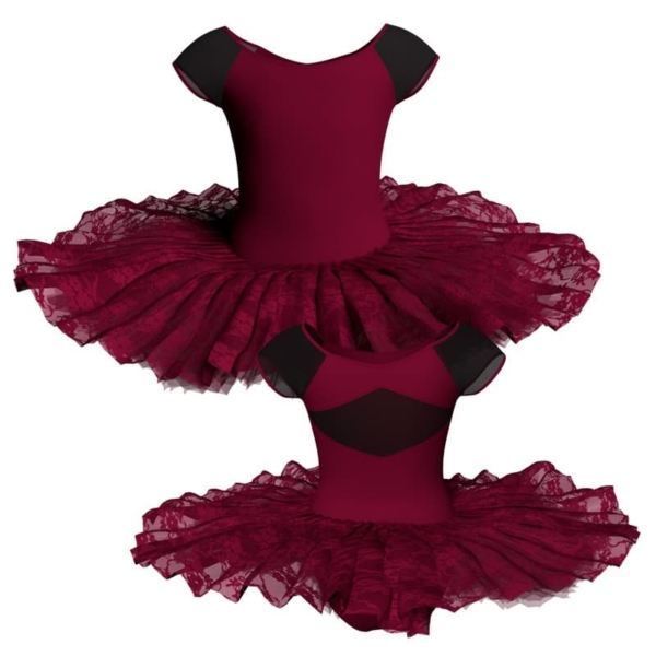 tutu ballerina professionale maniche aletta con inserto in rete o pizzo tut p240t1