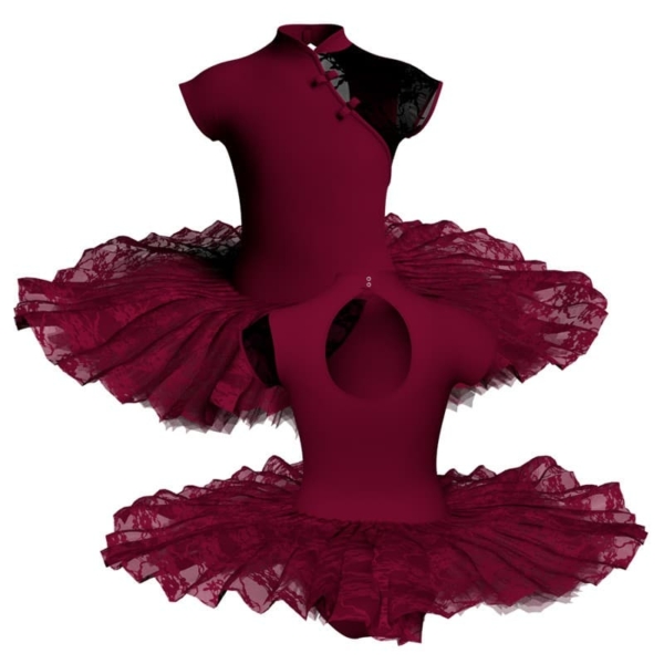 tutu ballerina professionale maniche aletta con inserto in rete o pizzo tut p2506