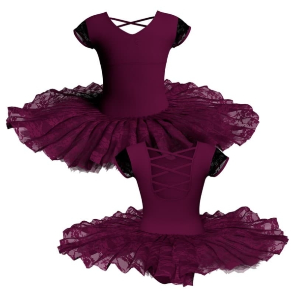 tutu ballerina professionale maniche aletta con inserto in rete o pizzo tut p3008t