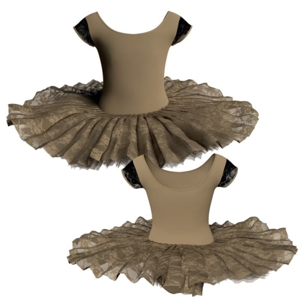 tutu ballerina professionale maniche aletta con inserto in rete o pizzo tut p408t1