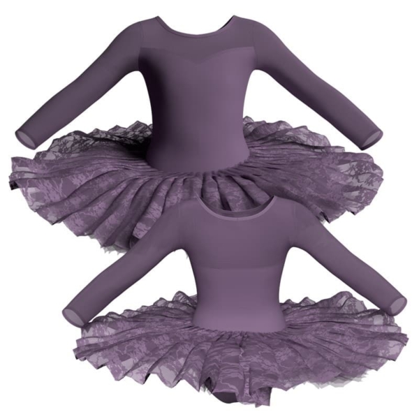 tutu ballerina professionale maniche lunghe con inserto in rete o pizzo tut p10191