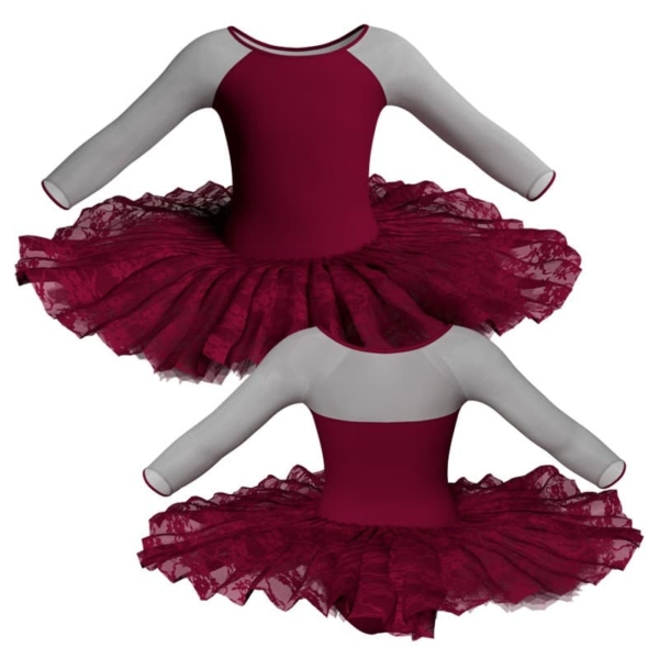 tutu ballerina professionale maniche lunghe con inserto in rete o pizzo tut p205