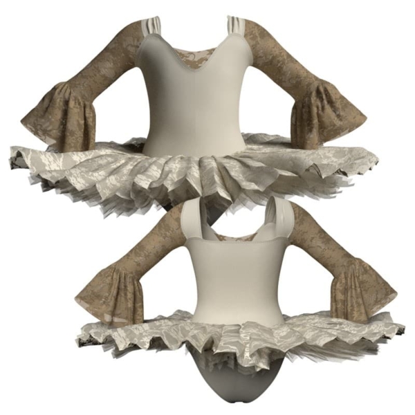 tutu ballerina professionale maniche lunghe con inserto in rete o pizzo tut p2508