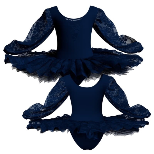 tutu ballerina professionale maniche lunghe con inserto in rete o pizzo tut p26331