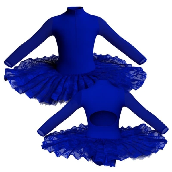 tutu ballerina professionale maniche lunghe con inserto in rete o pizzo tut p3095t1