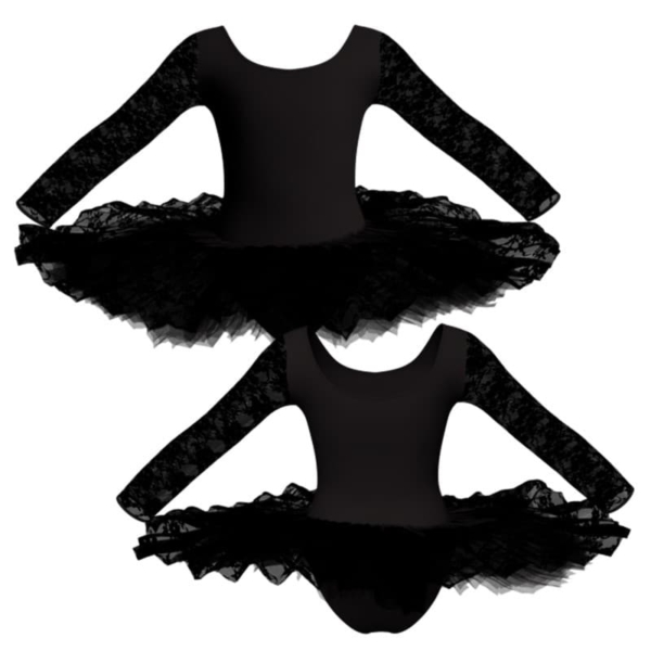 tutu ballerina professionale maniche lunghe con inserto in rete o pizzo tut p405t