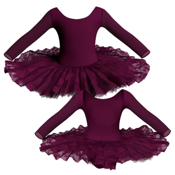 tutu ballerina professionale maniche lunghe con inserto in rete o pizzo tut p411t1