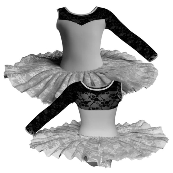 tutu ballerina professionale monospalla con inserto in rete o pizzo tut p1019sst