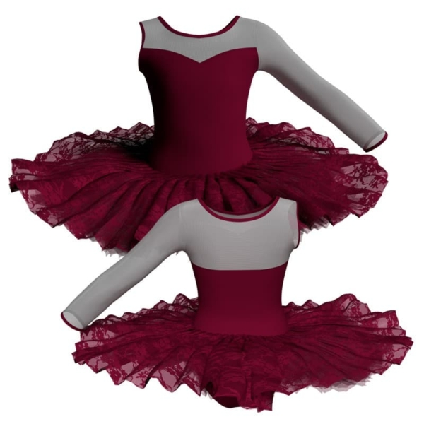 tutu ballerina professionale monospalla con inserto in rete o pizzo tut p1019sst1