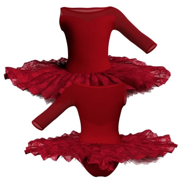 tutu ballerina professionale monospalla con inserto in rete o pizzo tut p105sst