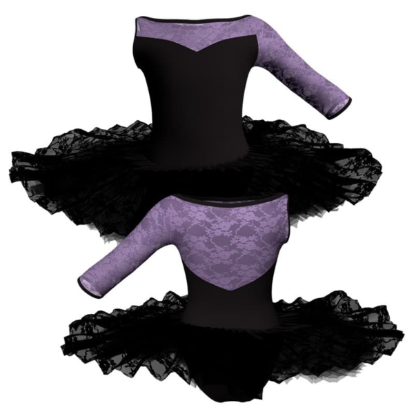 tutu ballerina professionale monospalla con inserto in rete o pizzo tut p105sst1