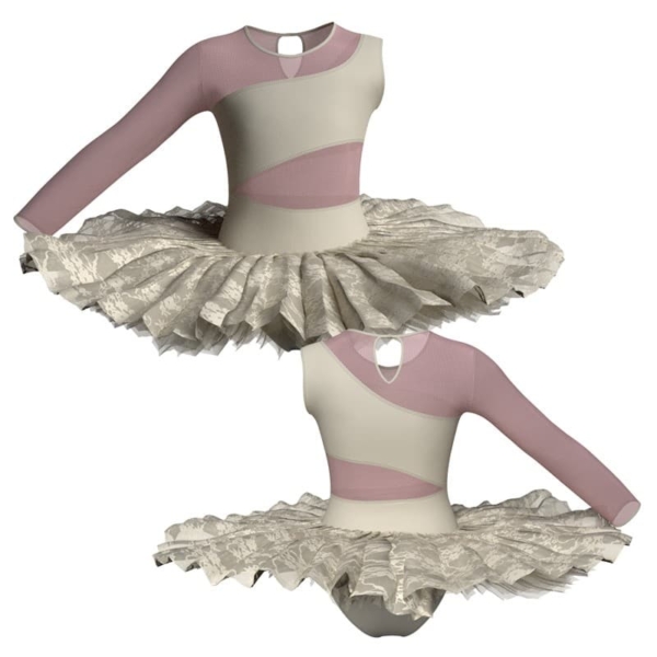 tutu ballerina professionale monospalla con inserto in rete o pizzo tut p108ss1