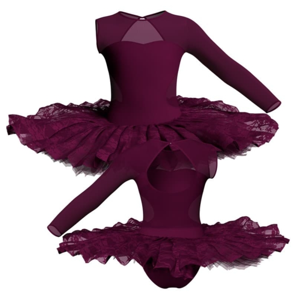 tutu ballerina professionale monospalla con inserto in rete o pizzo tut p110sst