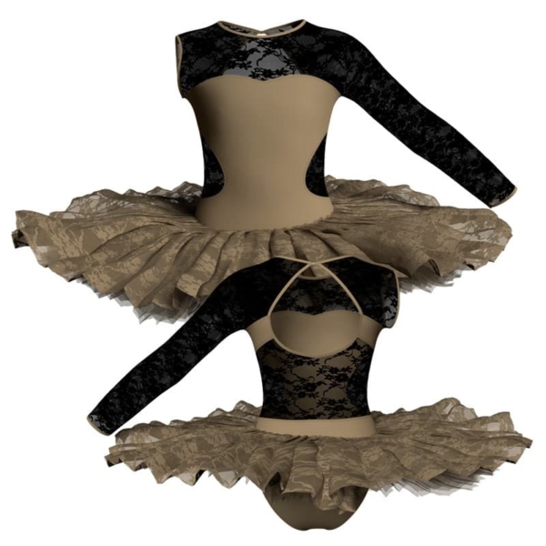 tutu ballerina professionale monospalla con inserto in rete o pizzo tut p110sst1