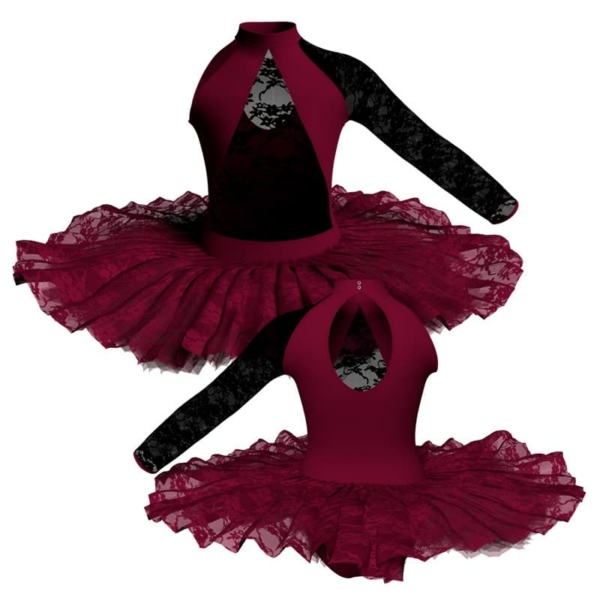 tutu ballerina professionale monospalla con inserto in rete o pizzo tut p119sst