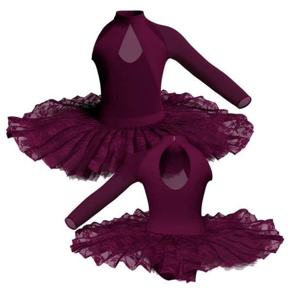 tutu ballerina professionale monospalla con inserto in rete o pizzo tut p119sst1