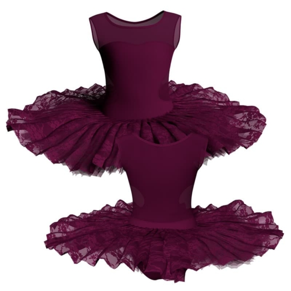 tutu ballerina professionale senza maniche con inserto in rete o pizzo tut p1001ss1