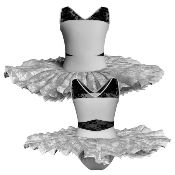 tutu ballerina professionale senza maniche con inserto in rete o pizzo tut p101