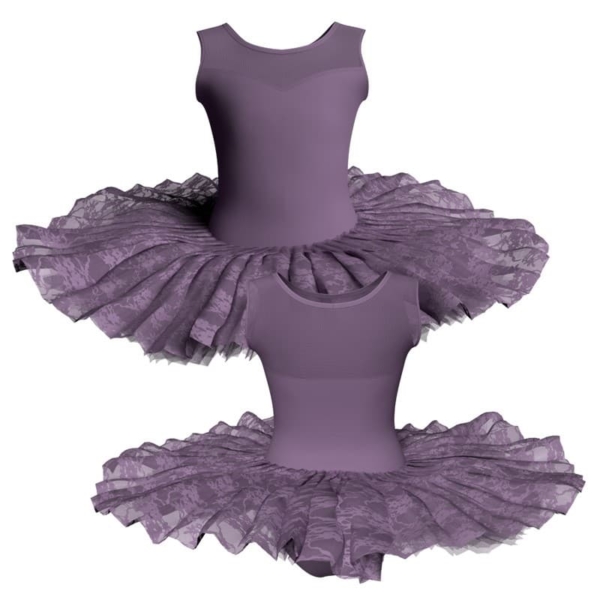 tutu ballerina professionale senza maniche con inserto in rete o pizzo tut p1019t