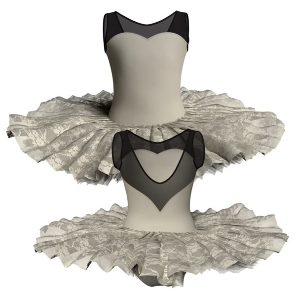 tutu ballerina professionale senza maniche con inserto in rete o pizzo tut p1031