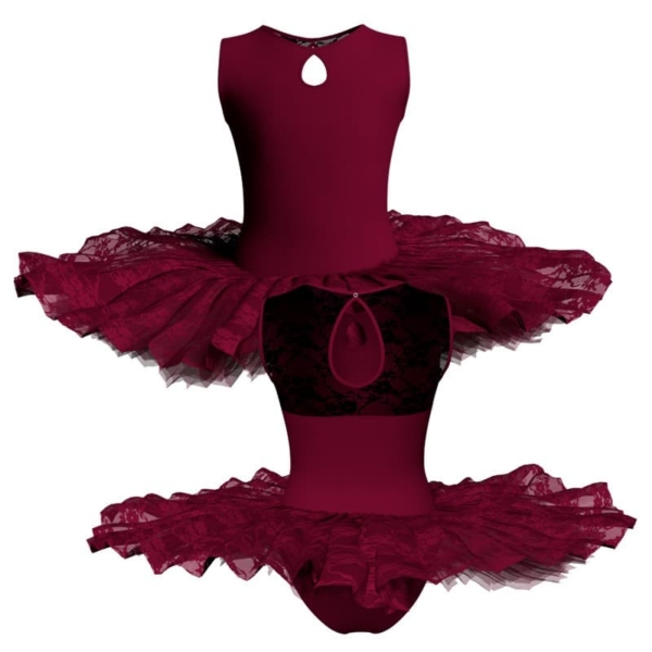 tutu ballerina professionale senza maniche con inserto in rete o pizzo tut p104