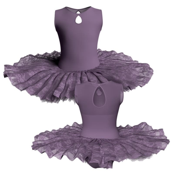 tutu ballerina professionale senza maniche con inserto in rete o pizzo tut p1041