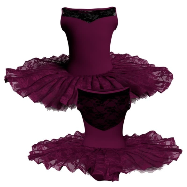 tutu ballerina professionale senza maniche con inserto in rete o pizzo tut p105ss