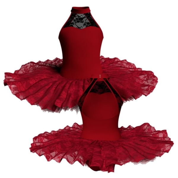 tutu ballerina professionale senza maniche con inserto in rete o pizzo tut p107