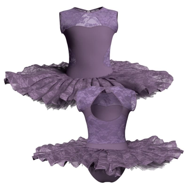 tutu ballerina professionale senza maniche con inserto in rete o pizzo tut p110ss