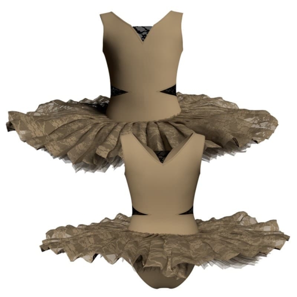 tutu ballerina professionale senza maniche con inserto in rete o pizzo tut p115sst