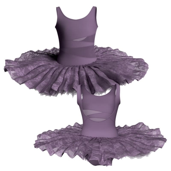 tutu ballerina professionale senza maniche con inserto in rete o pizzo tut p120