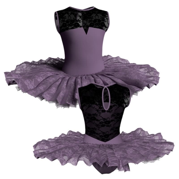 tutu ballerina professionale senza maniche con inserto in rete o pizzo tut p123