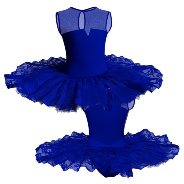 tutu ballerina professionale senza maniche con inserto in rete o pizzo tut p1231