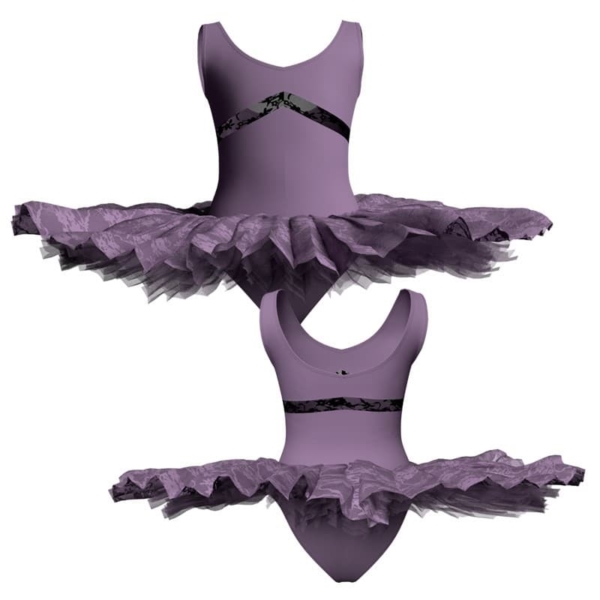 tutu ballerina professionale senza maniche con inserto in rete o pizzo tut p125