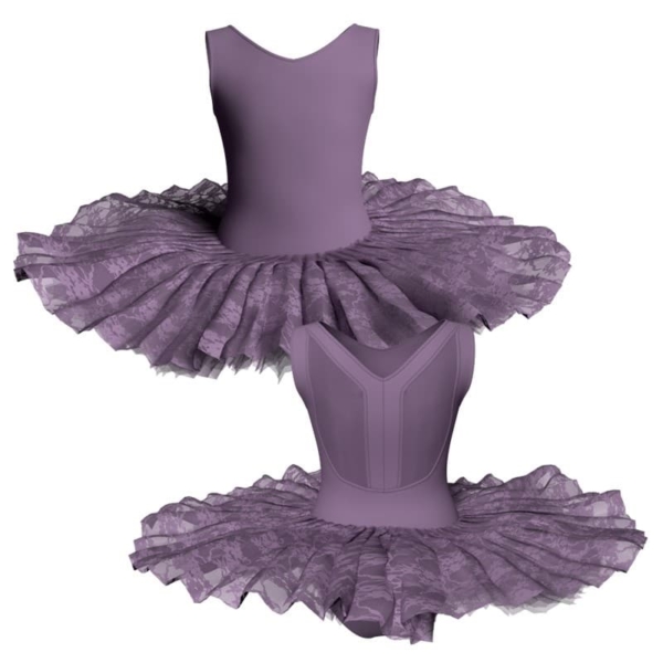 tutu ballerina professionale senza maniche con inserto in rete o pizzo tut p206