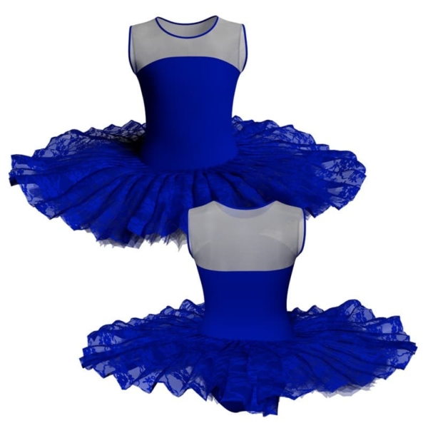 tutu ballerina professionale senza maniche con inserto in rete o pizzo tut p219