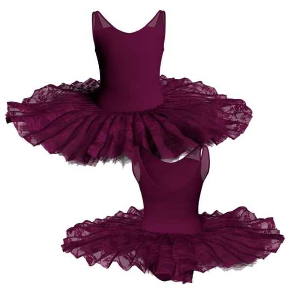 tutu ballerina professionale senza maniche con inserto in rete o pizzo tut p2201