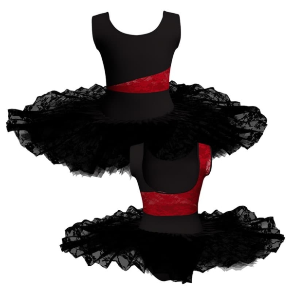 tutu ballerina professionale senza maniche con inserto in rete o pizzo tut p236