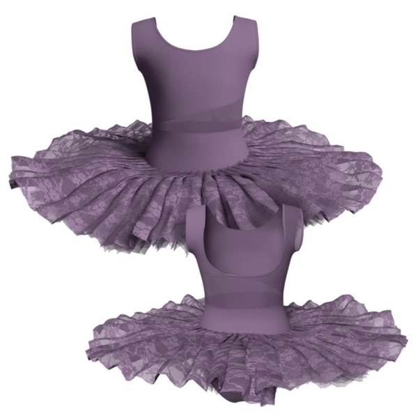 tutu ballerina professionale senza maniche con inserto in rete o pizzo tut p2361