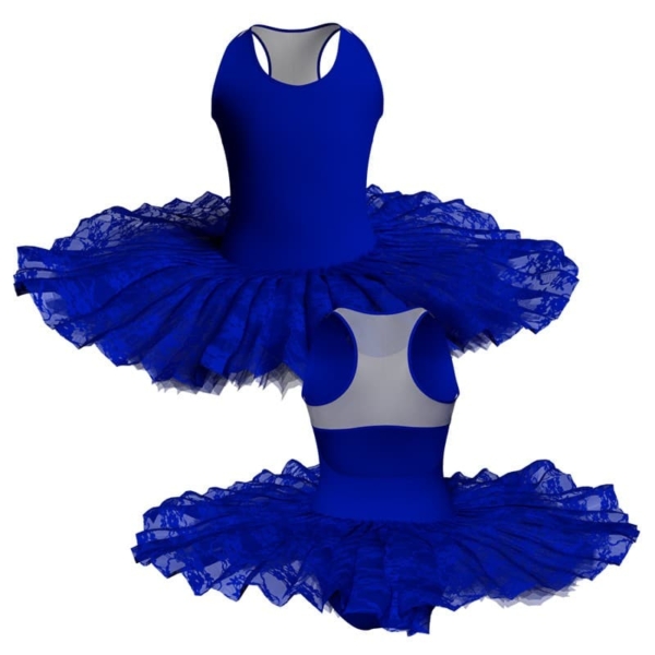 tutu ballerina professionale senza maniche con inserto in rete o pizzo tut p237