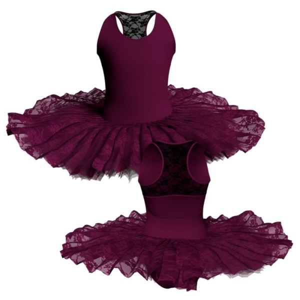 tutu ballerina professionale senza maniche con inserto in rete o pizzo tut p2371