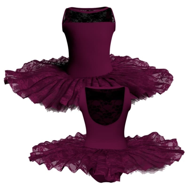 tutu ballerina professionale senza maniche con inserto in rete o pizzo tut p3012