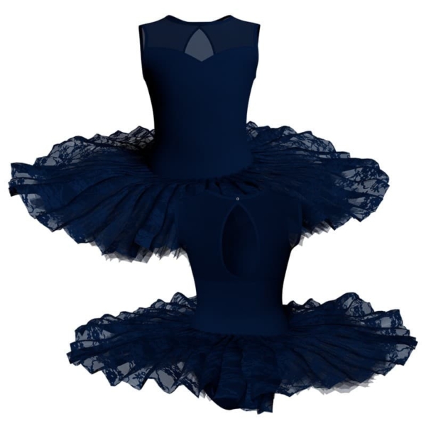 tutu ballerina professionale senza maniche con inserto in rete o pizzo tut p30141