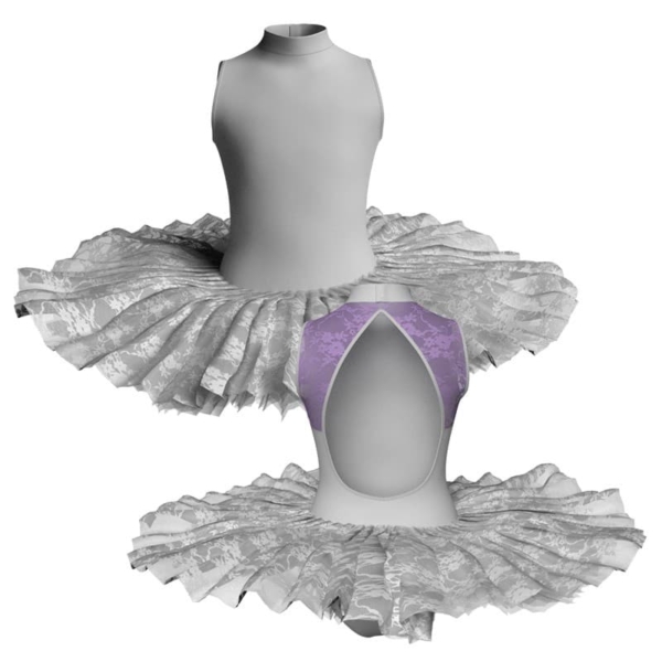 tutu ballerina professionale senza maniche con inserto in rete o pizzo tut p510t1