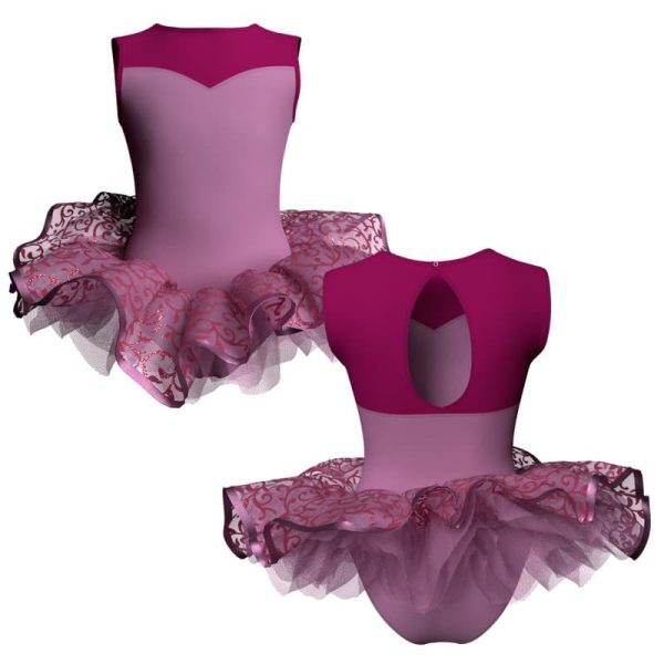 tutu ballerina senza maniche con inserto e copritulle tun30141