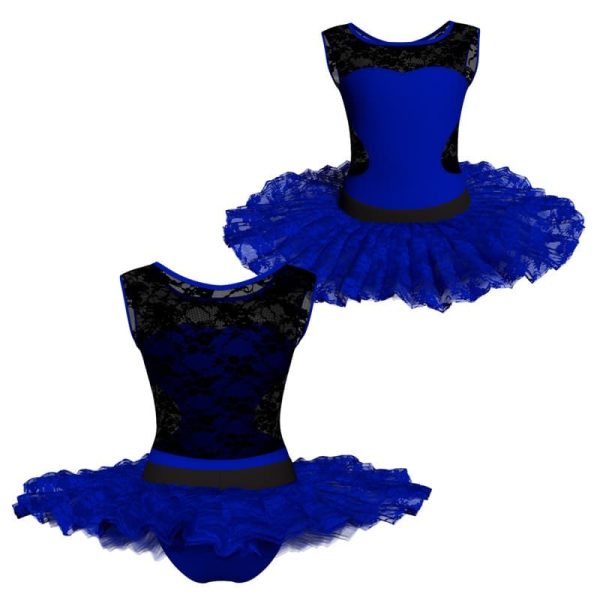 tutu ballerina senza maniche con inserto in rete o pizzo tub1001ss