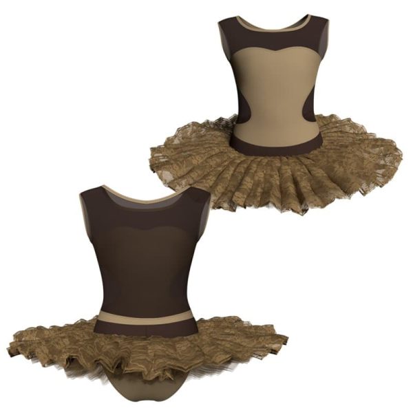 tutu ballerina senza maniche con inserto in rete o pizzo tub1001ss4