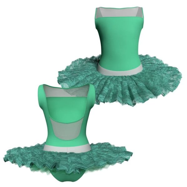 tutu ballerina senza maniche con inserto in rete o pizzo tub1002566