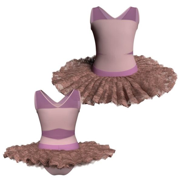 tutu ballerina senza maniche con inserto in rete o pizzo tub101